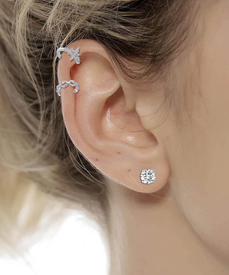 Tornito 4-10 Pairs Stainless Steel Ear Cuff Helix Cartilage Clip On Wrap Earrings Fake Nose Ring Non-Piercing Adjustable - Image 5